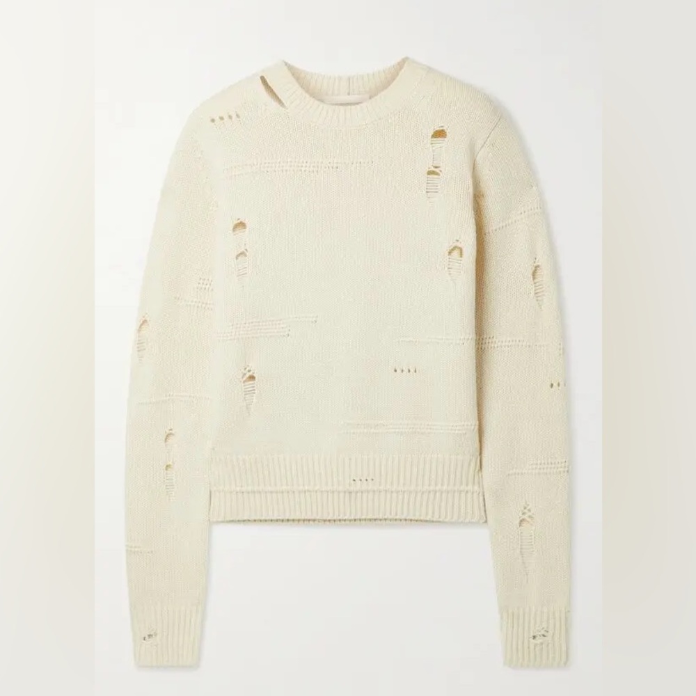 Helmut Lang distressed wool, yak and cashmere blend sweater Ecru size medium